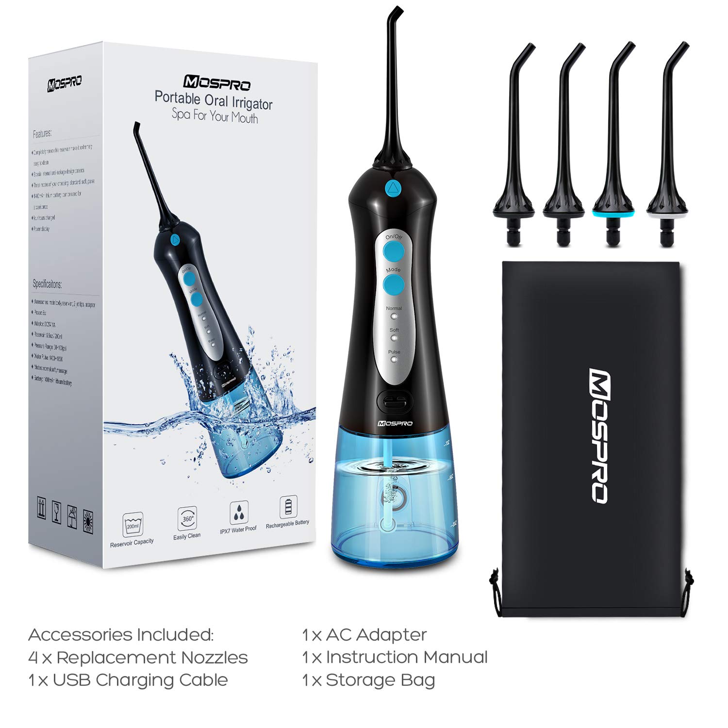 Water Flosser Professional Cordless Dental Oral Irrigator Bold