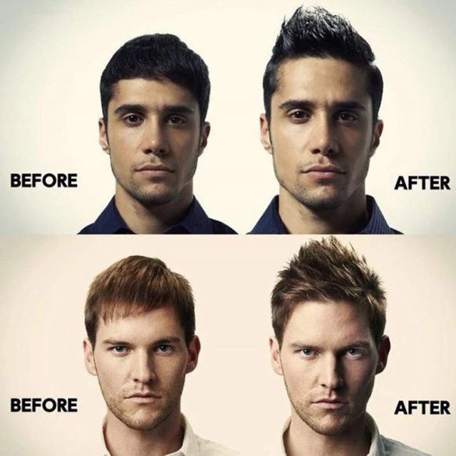 Original before-and-after styling examples showing added volume and lift