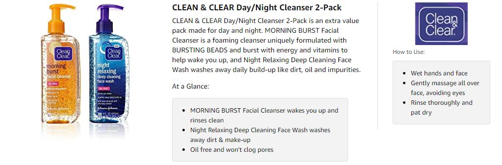 Clean & Clear 2PK of Day & Night Face Wash Citrus Morning Burst Facial  Cleanser